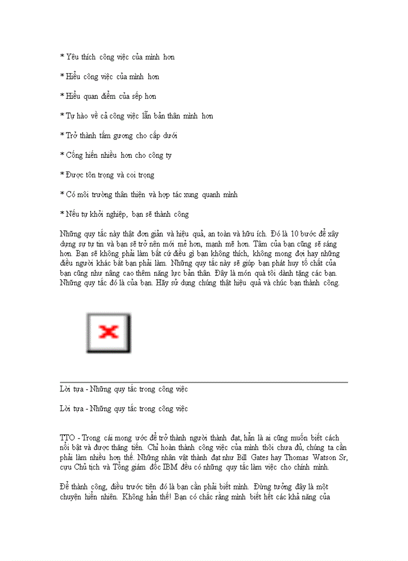 Những quy tắc trong công việc