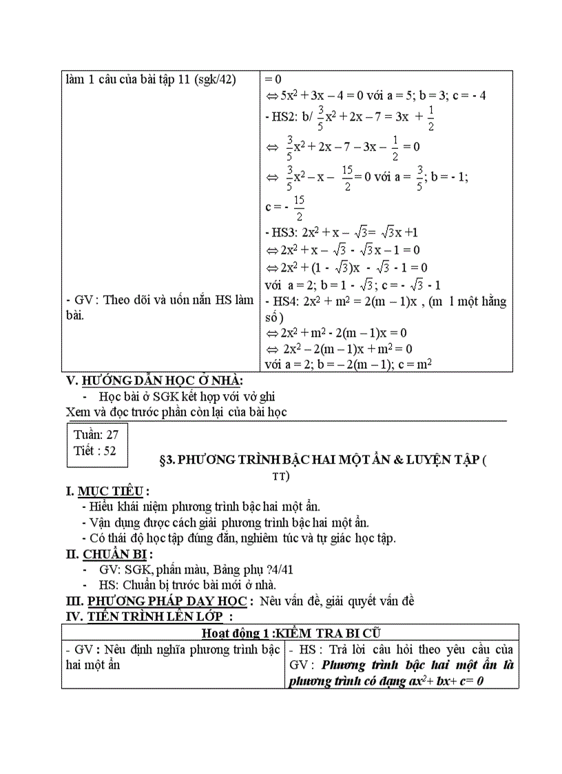 image for page Đại số PHƯƠNG TRÌNH BẬC HAI MỘT ẨN LUYỆN TẬP