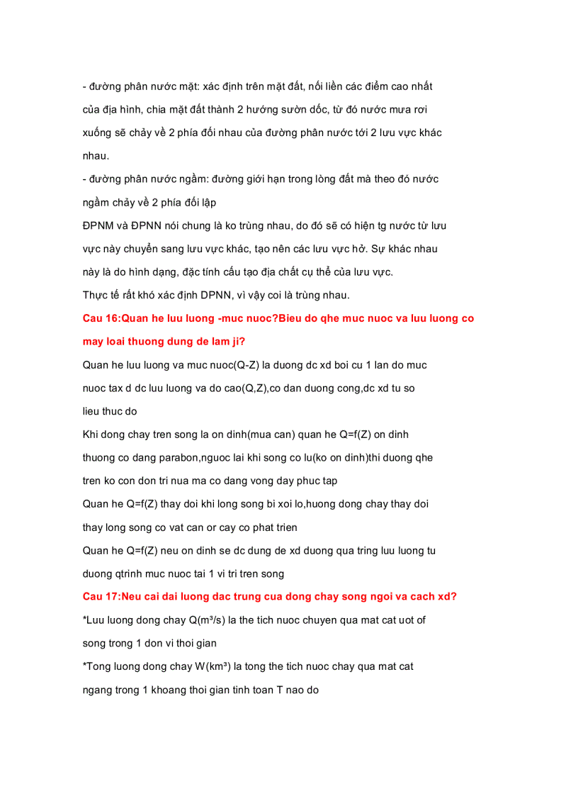 image for page Đề cương ôn tập môn thủy văn