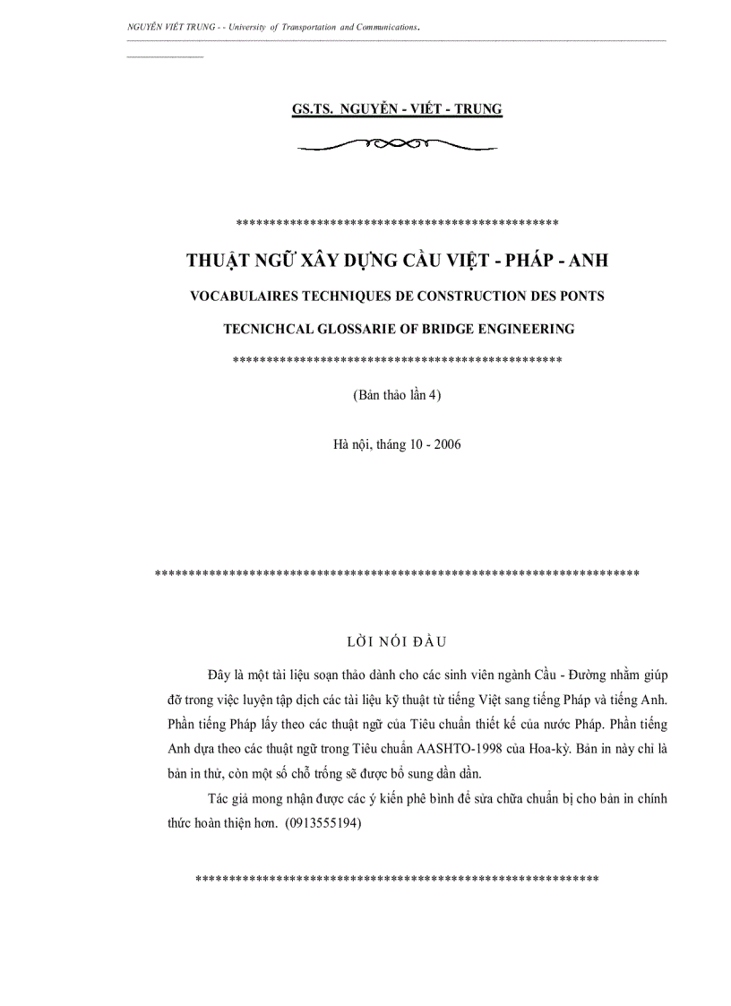 image for page Thuật ngữ tiếng anh ngành xây dựng cầu đường