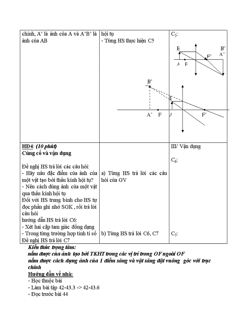 image for page Vật lý Ảnh của một vật tạo bởi thấu kính hội tụ