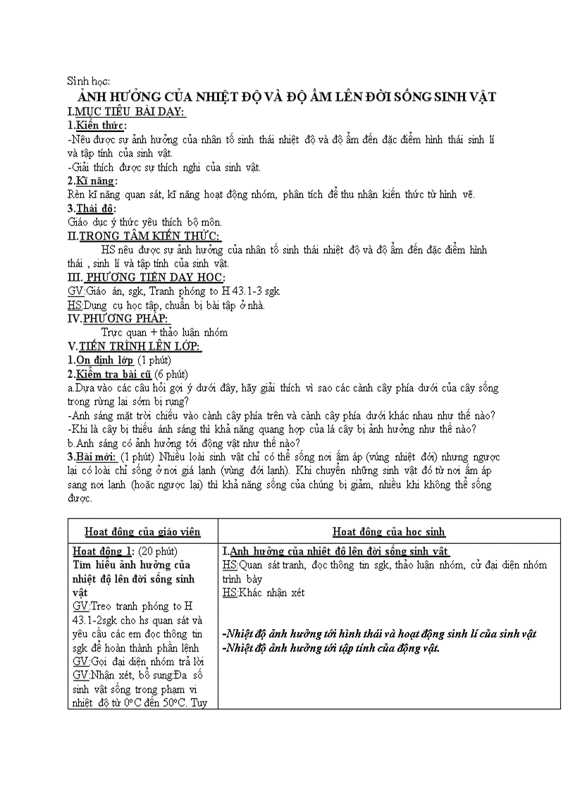 image for page Sinh học ẢNH HƯỞNG CỦA NHIỆT ĐỘ VÀ ĐỘ ẨM LÊN ĐỜI SỐNG SINH VẬT