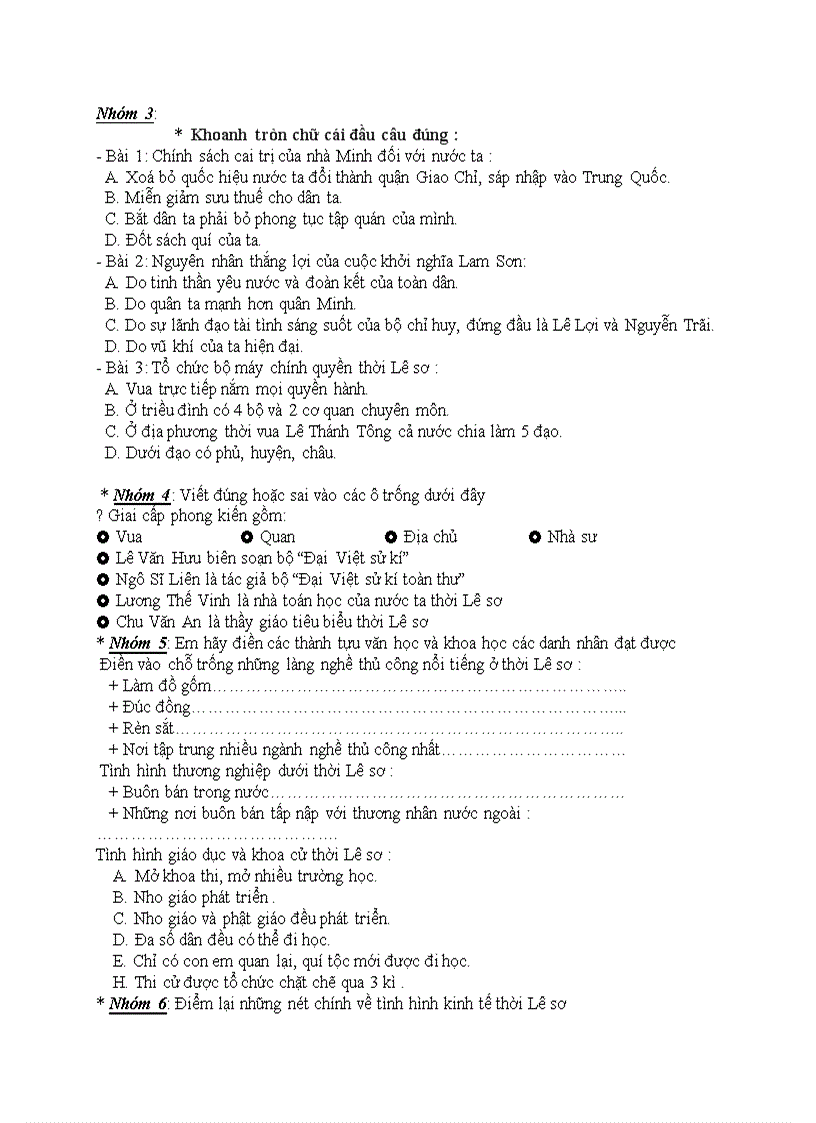 image for page Lịch sử BÀI TẬP LỊCH SỬ phần chương IV