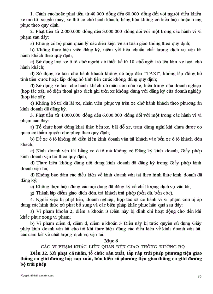 image for page Nghị định xử phạt vi phạm hành chính trên lĩnh vực giao thông đường bộ