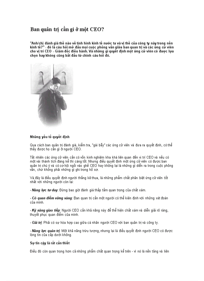 image for page Ban quản trị cần gì ở một CEO