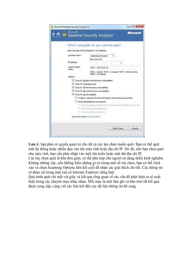 image for page MBSA 2 2 Kiểm tra các thiết lập sai trong Windows