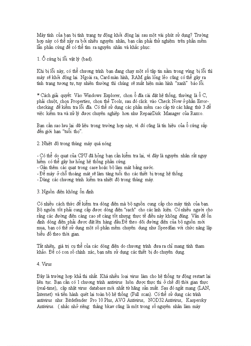 image for page Chuẩn đoán và khắc phục hiện tượng máy bị Restart liên tục
