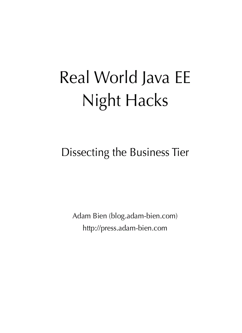 image for page Real World Java EE Night Hacks Dissecting the Business Tier