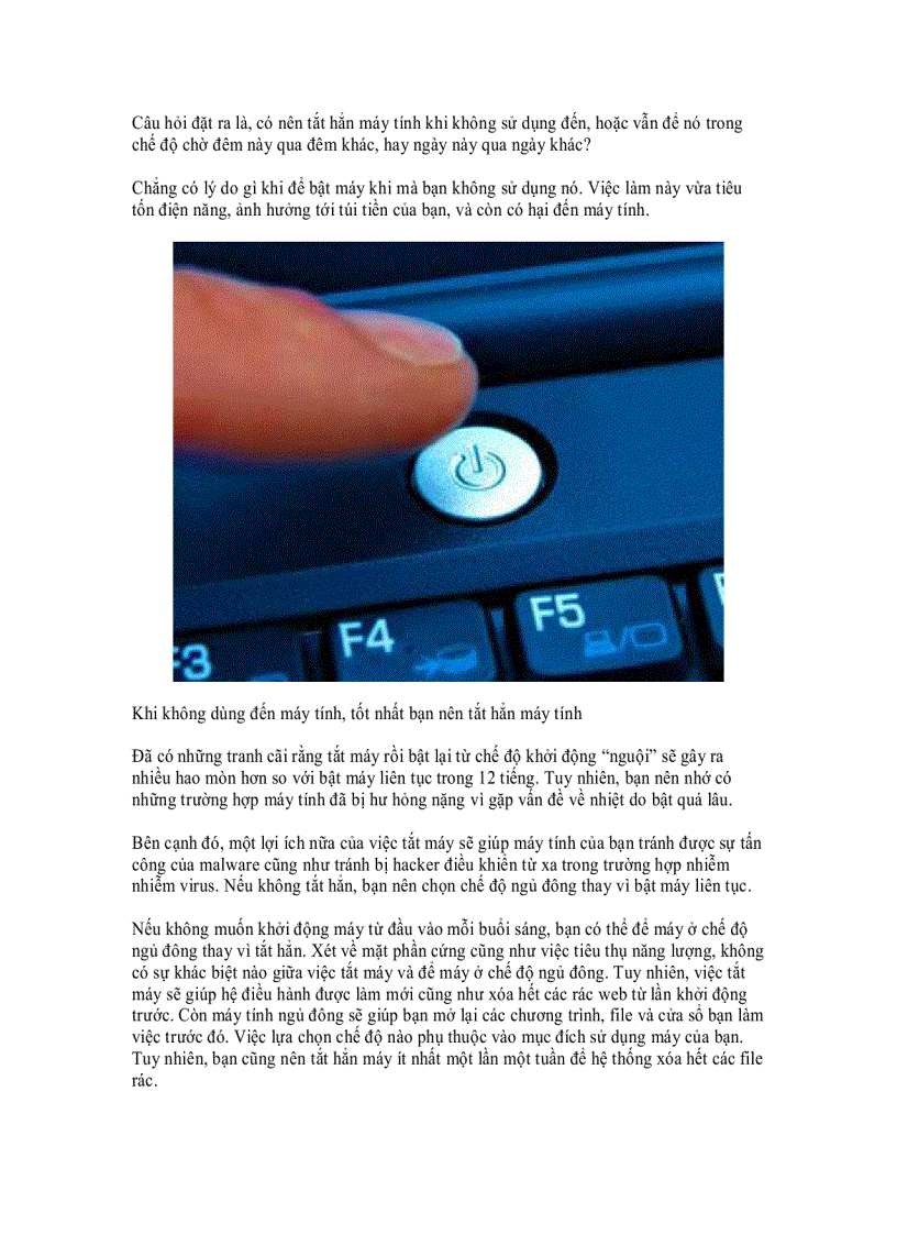 image for page Có nên tắt máy tính khi không sử dụng