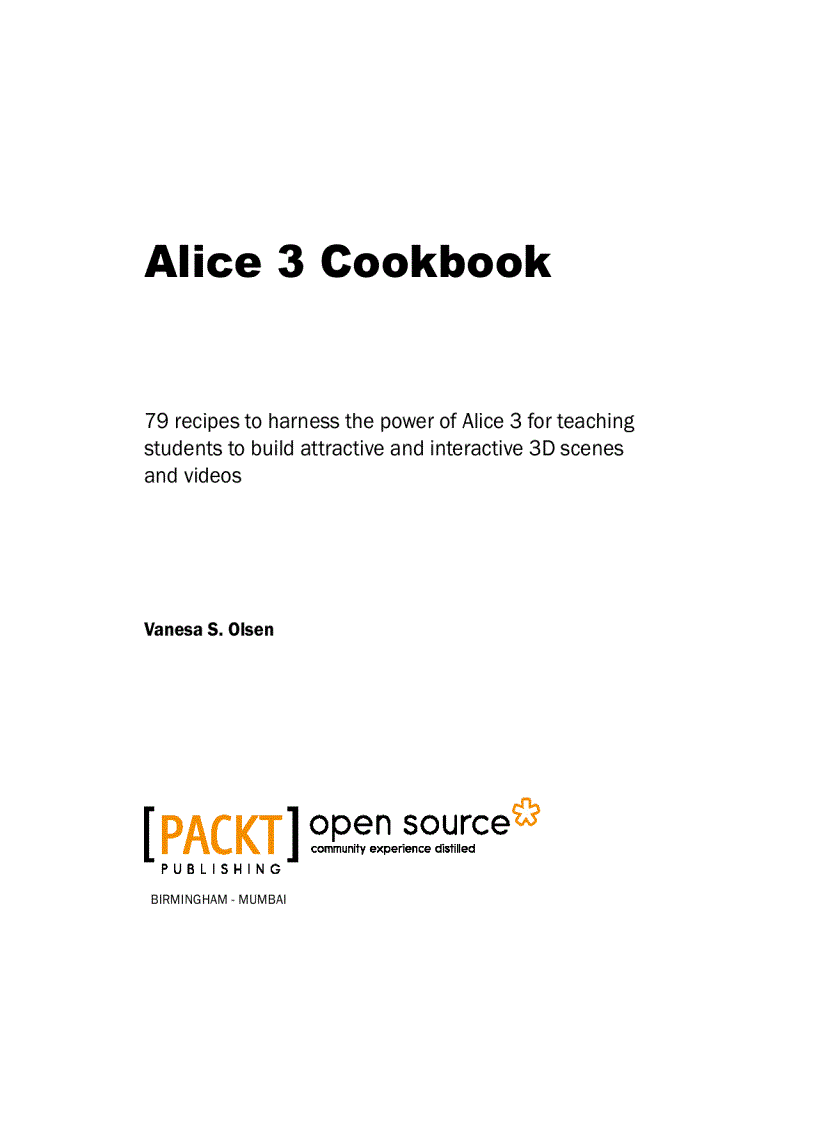 image for page Alice 3 Cookbook