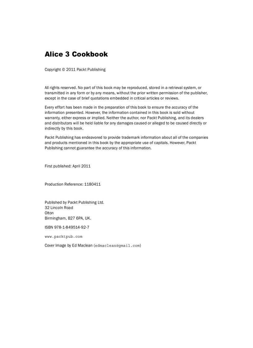 image for page Alice 3 Cookbook