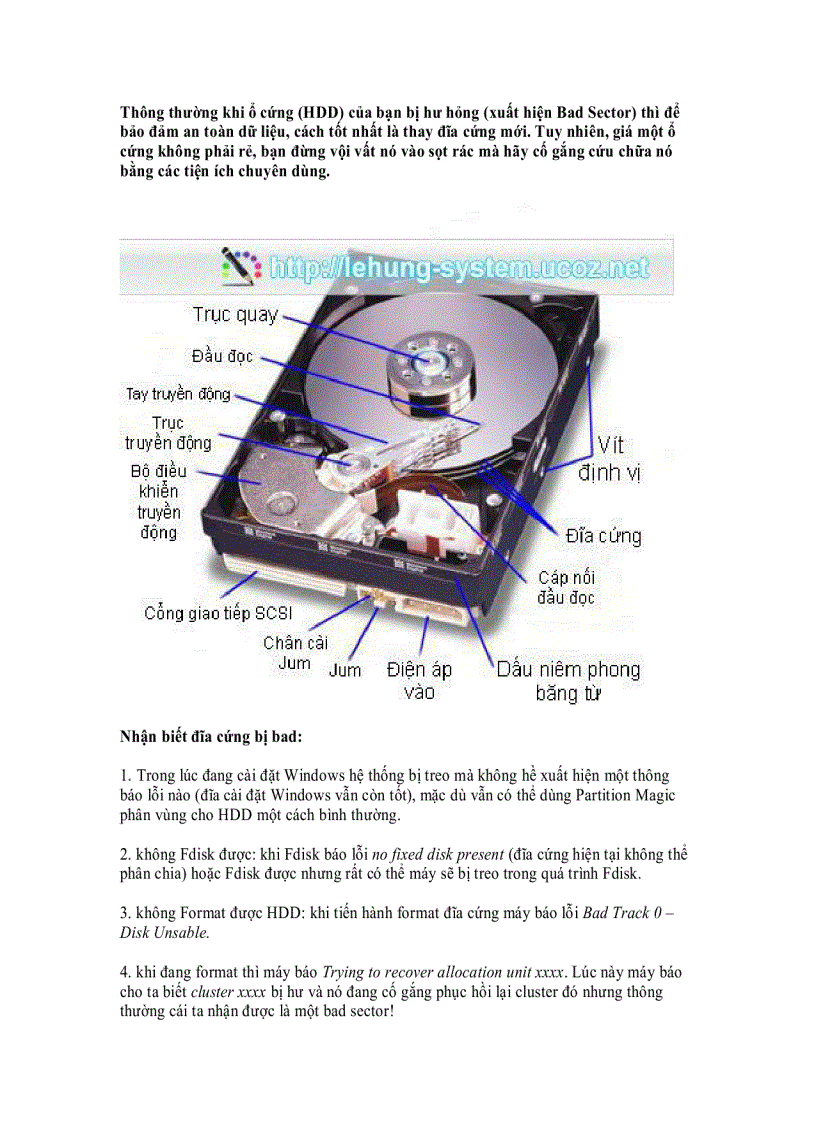 Tổng hợp một số thủ thuật cắt BAD ổ cứng