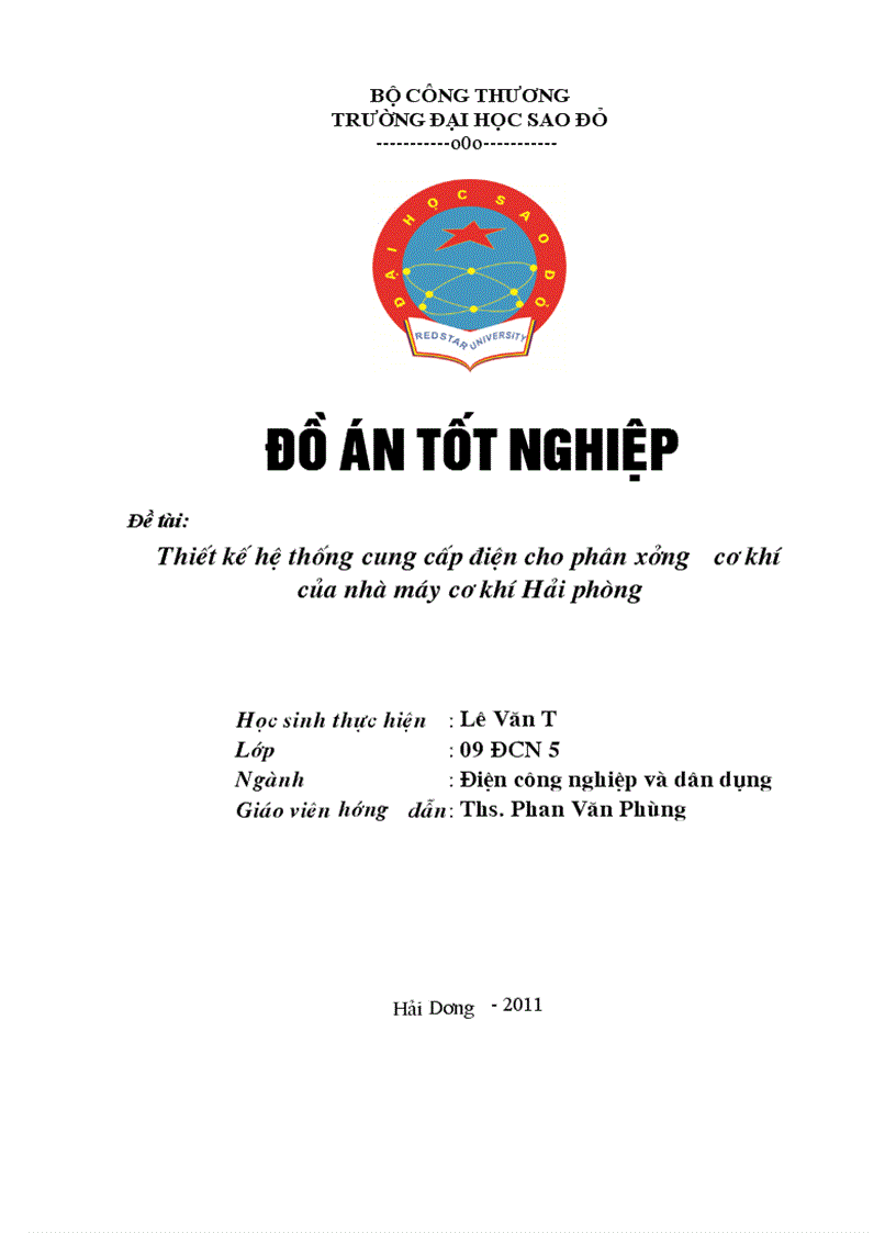 image for page Thiết kế hệ thống cung cấp điện cho phân xưởng cơ khí của nhà máy cơ khí Hải phòng