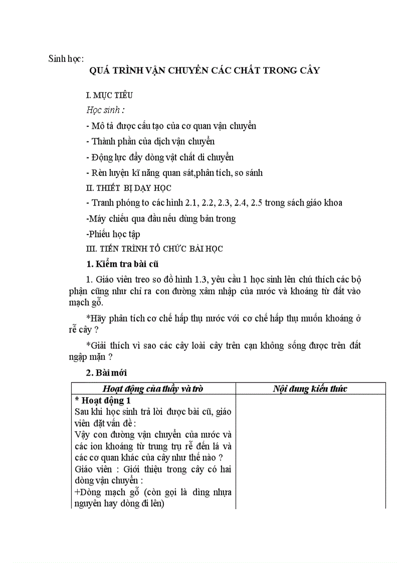 image for page Sinh học QUÁ TRÌNH VẬN CHUYỂN CÁC CHẤT TRONG CÂY