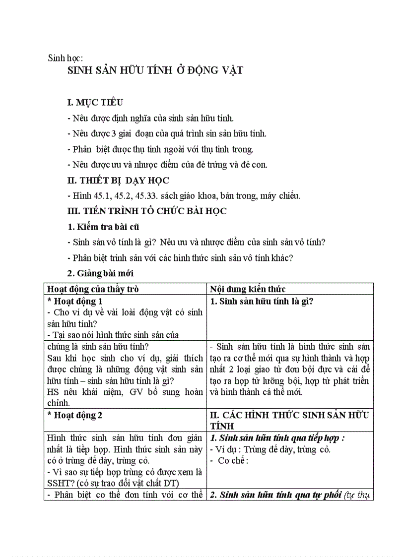 image for page Sinh học SINH SẢN HỮU TÍNH Ở ĐỘNG VẬT