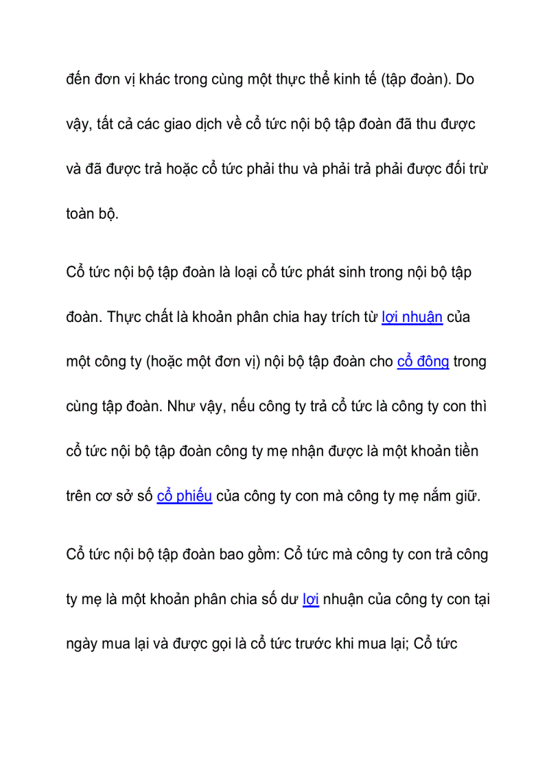 image for page Kế toán giao dịch cổ tức nội bộ tập đoàn khi lập báo cáo tài chính