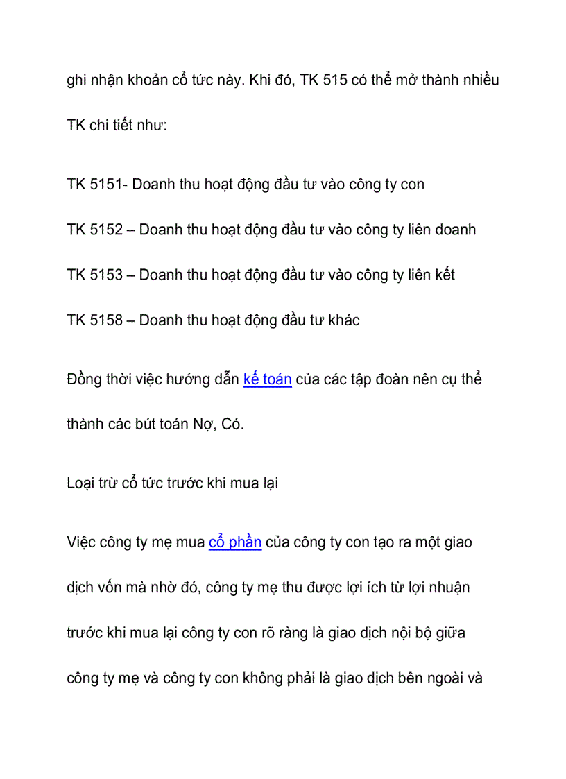 image for page Kế toán giao dịch cổ tức nội bộ tập đoàn khi lập báo cáo tài chính