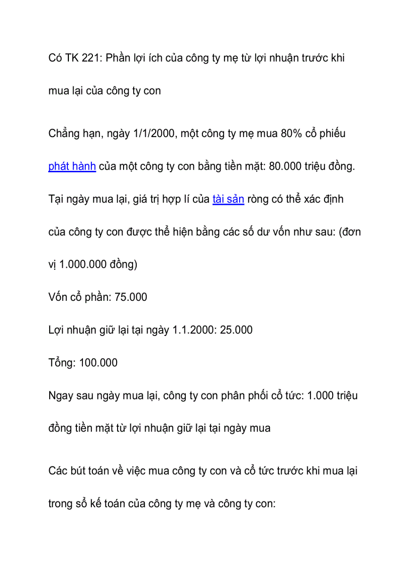 image for page Kế toán giao dịch cổ tức nội bộ tập đoàn khi lập báo cáo tài chính