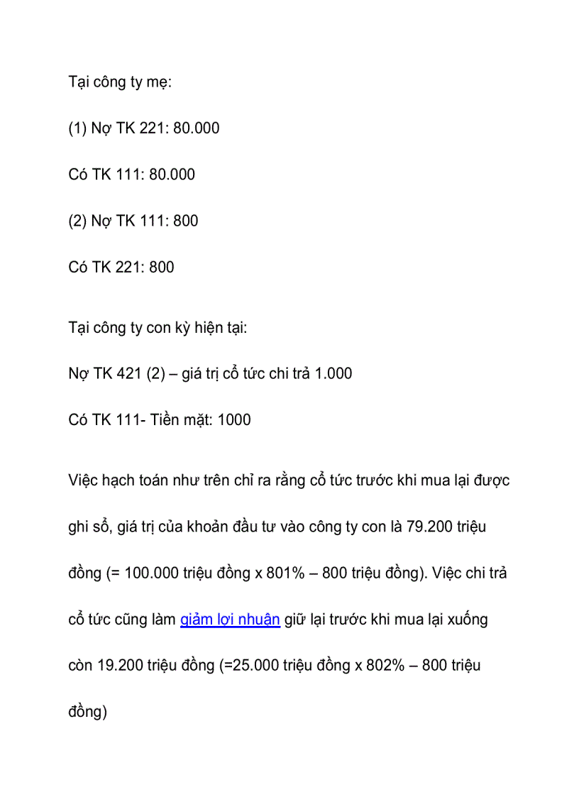 image for page Kế toán giao dịch cổ tức nội bộ tập đoàn khi lập báo cáo tài chính