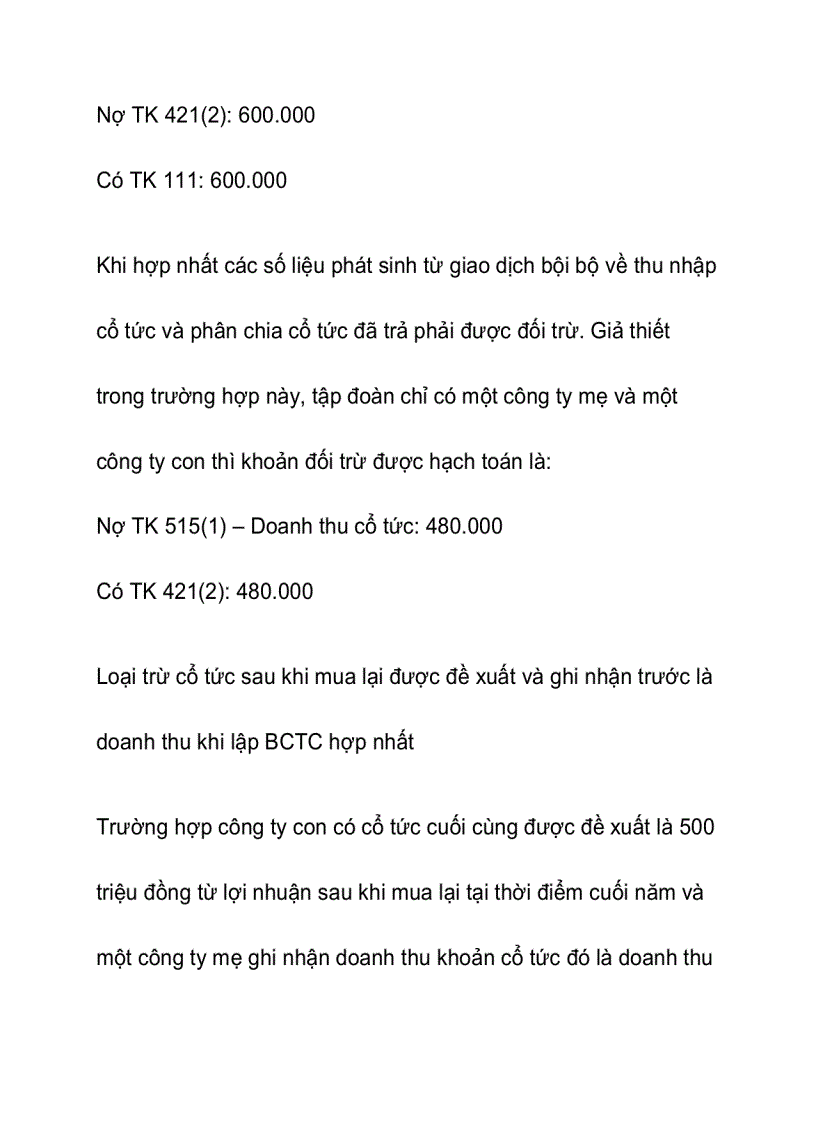 image for page Kế toán giao dịch cổ tức nội bộ tập đoàn khi lập báo cáo tài chính