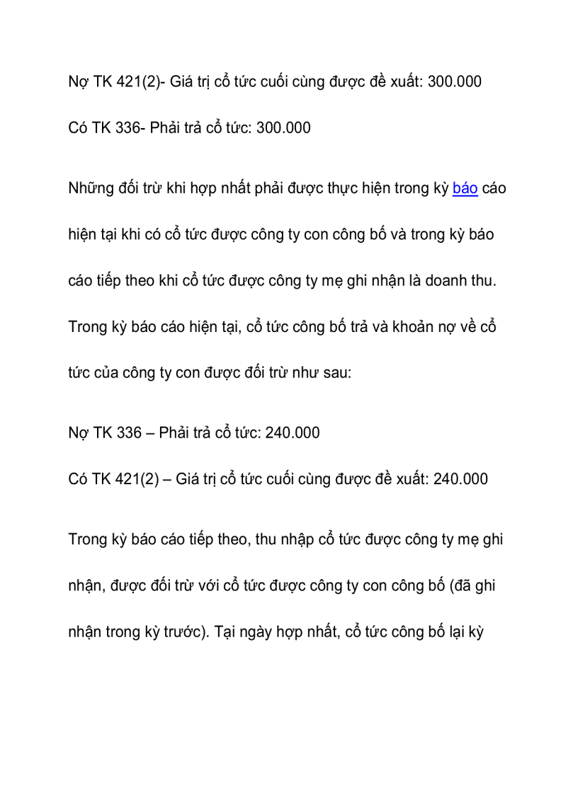 image for page Kế toán giao dịch cổ tức nội bộ tập đoàn khi lập báo cáo tài chính