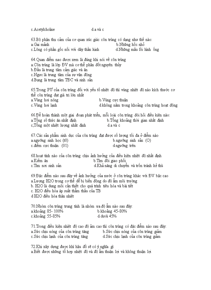 image for page Câu hỏi trắc ngiệm về côn trùng