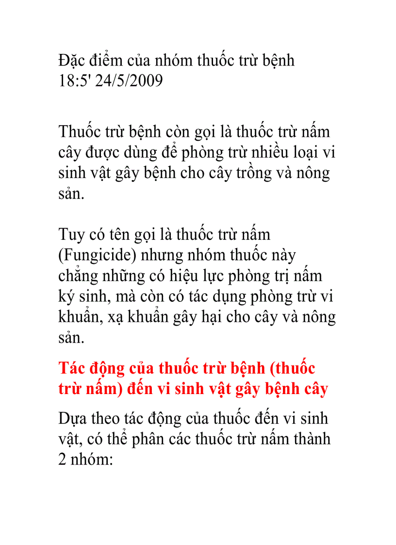 image for page Đặc điểm của nhóm thuốc trừ bệnh