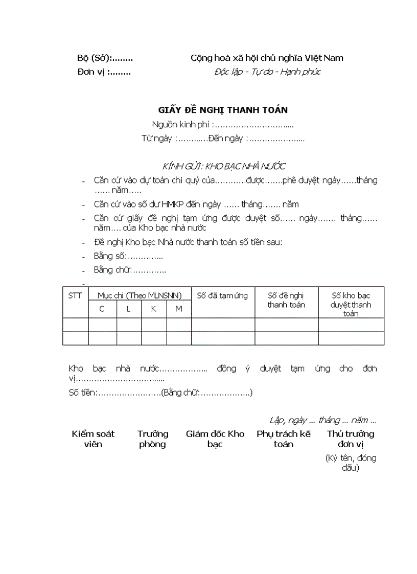 image for page Giấy đề nghị thanh toán