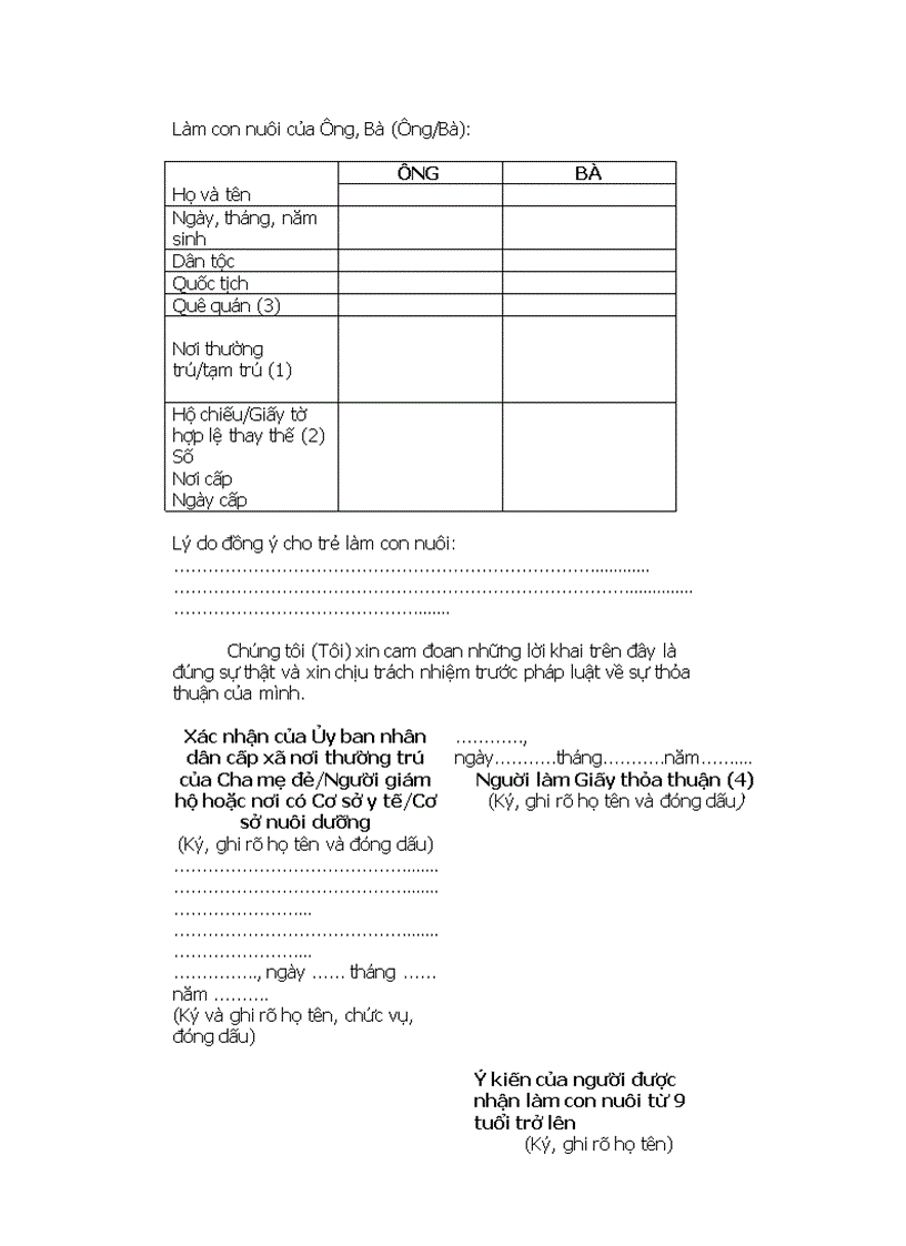 image for page Giấy thỏa thuận về việc cho trẻ em làm con nuôi