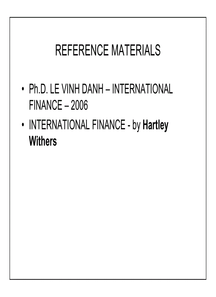 International finance intro