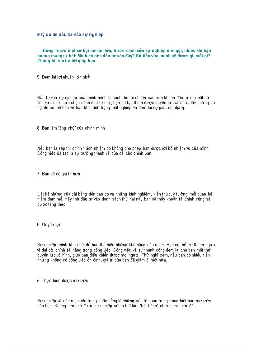image for page 9 lý do để đầu tư vào sự nghiệp