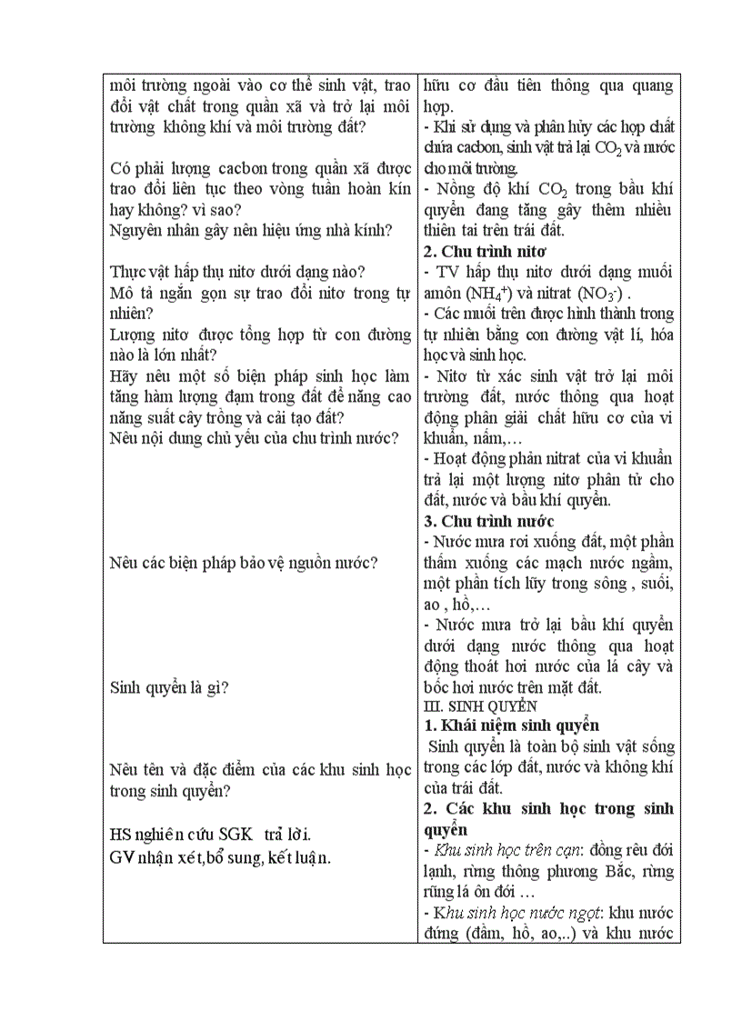 image for page Sinh học CHU TRÌNH SINH ĐỊA HOÁ VÀ SINH QUYỂN