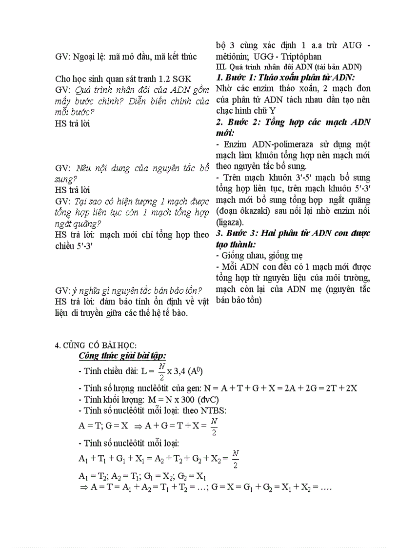 image for page Sinh học GEN MÃ DI TRUYỀN VÀ QUÁ TRÌNH NHÂN ĐÔI ADN