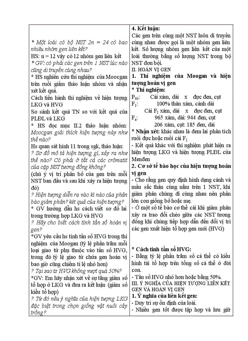 image for page Sinh học LIÊN KẾT GEN VÀ HOÁN VỊ GEN