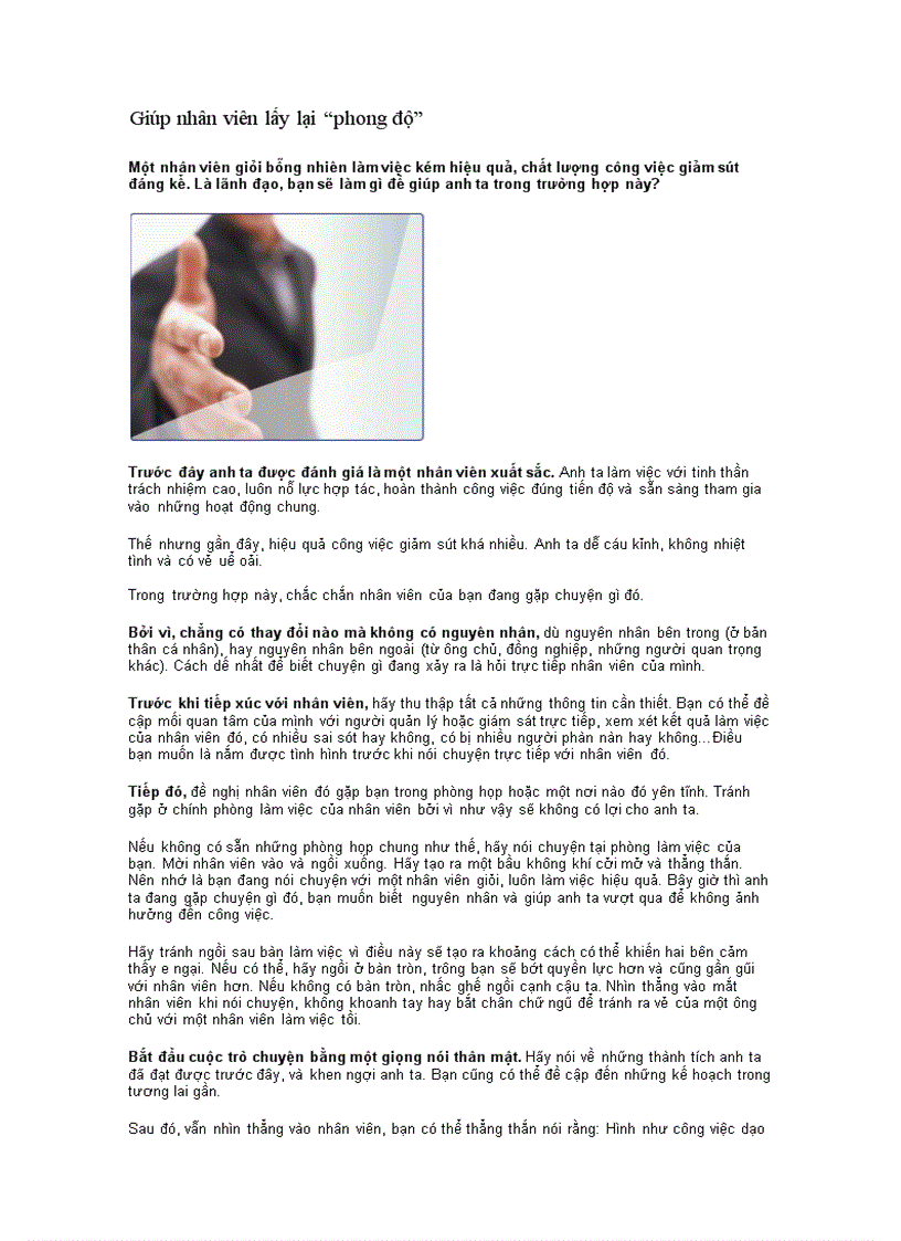 image for page Giúp nhân viên lấy lại phong độ