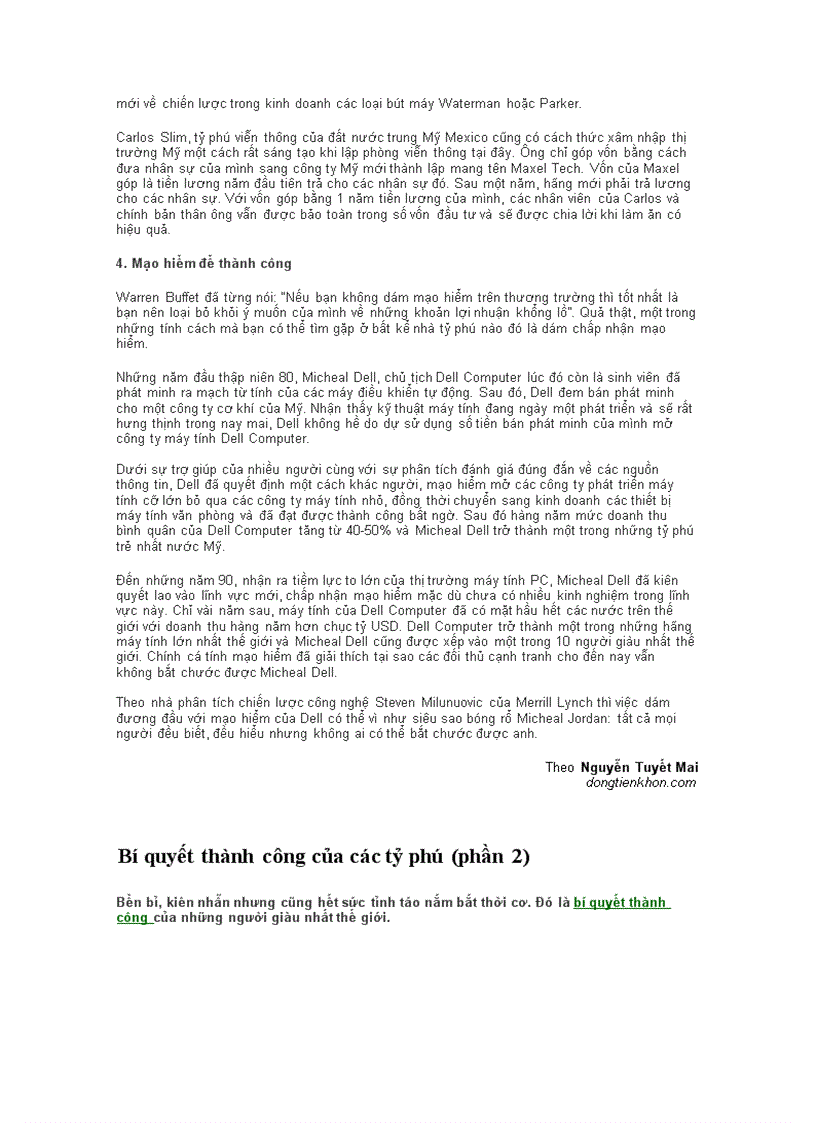 image for page Bí quyết thành công của các tỷ phú