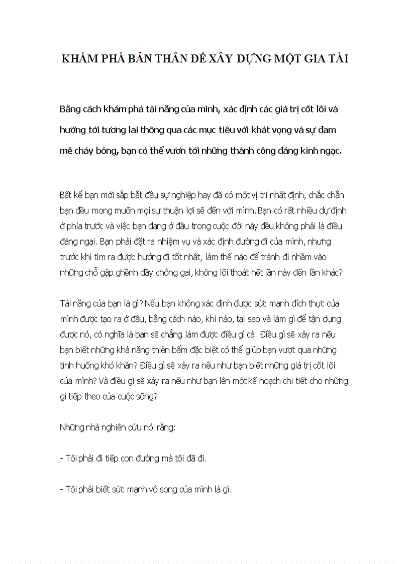 image for page Khám phá bản thân để xây dựng một gia tài
