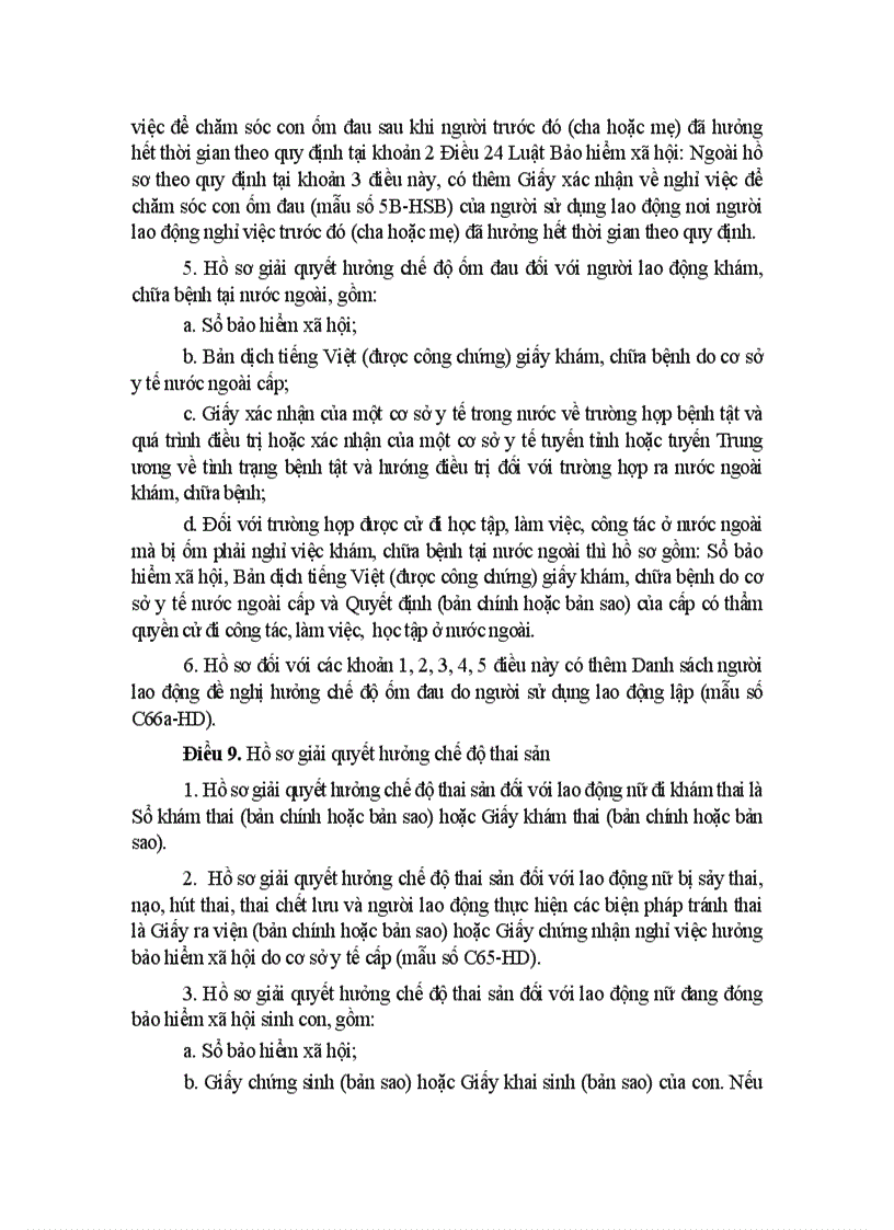 image for page Hồ sơ và quy trình giải quyết hưởng chế độ ốm đau thai sản