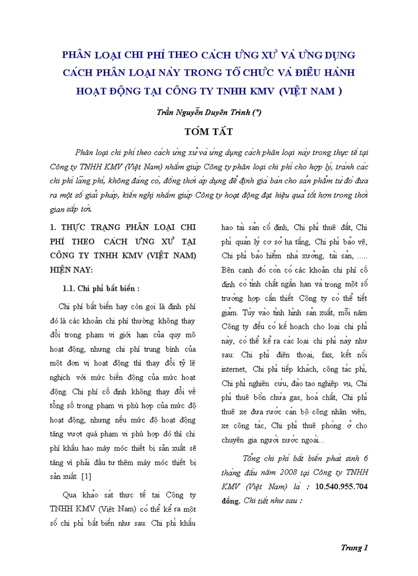 image for page Phân loại chi phí theo cách ứng xử và ứng dụng cách phân loại này trong tổ chức và điều hành hoạt động tại công ty tnhh kmv việt nam