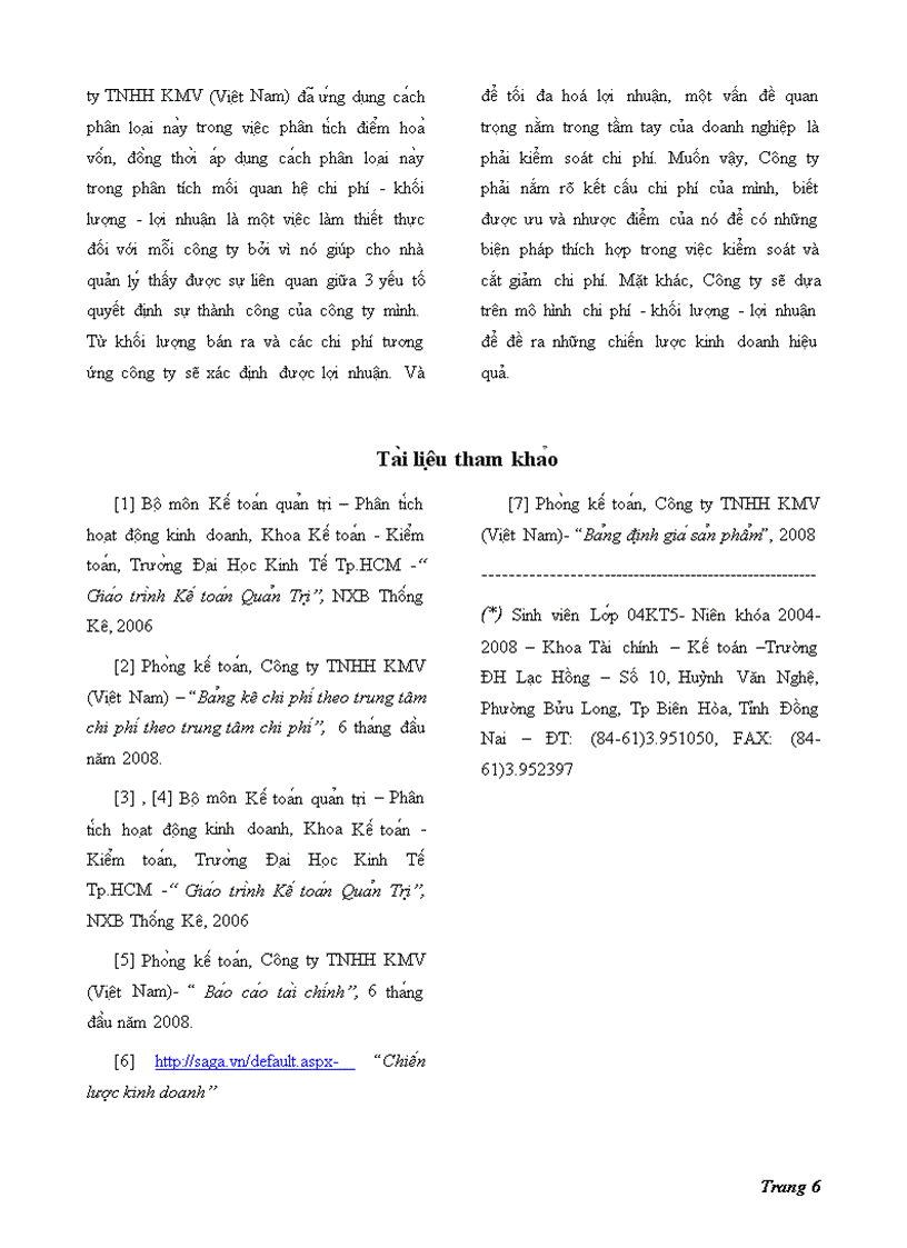 image for page Phân loại chi phí theo cách ứng xử và ứng dụng cách phân loại này trong tổ chức và điều hành hoạt động tại công ty tnhh kmv việt nam