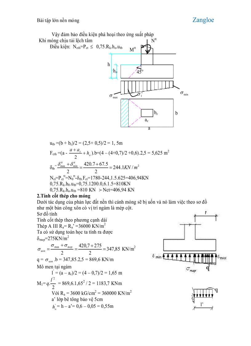 Bài tập lớn nền móng tính toán móng đơn