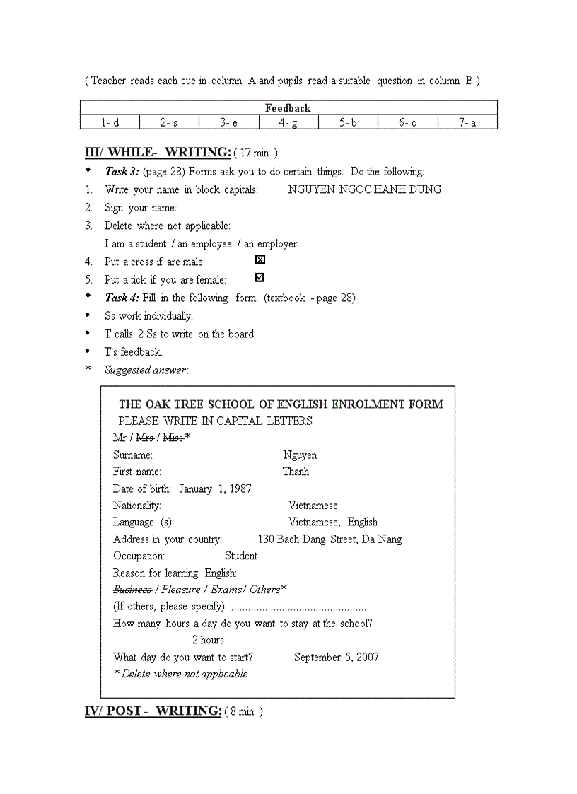 image for page Giáo án tiếng anh lớp 10 unit 2 Writing
