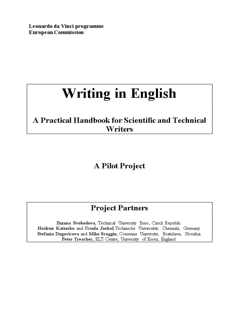 image for page Writing in English A Practical Handbook for Scientific and Technical Writers