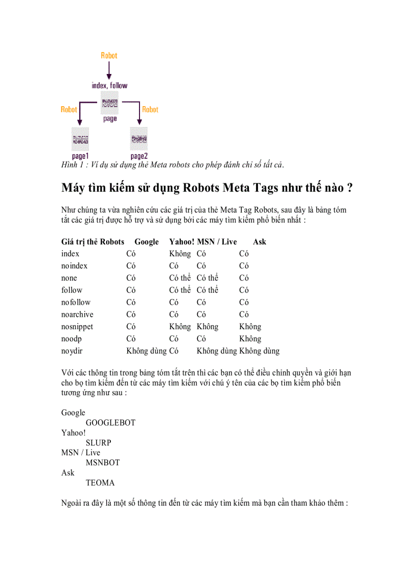 image for page Giới thiệu Robots META Tag Metadata Elements