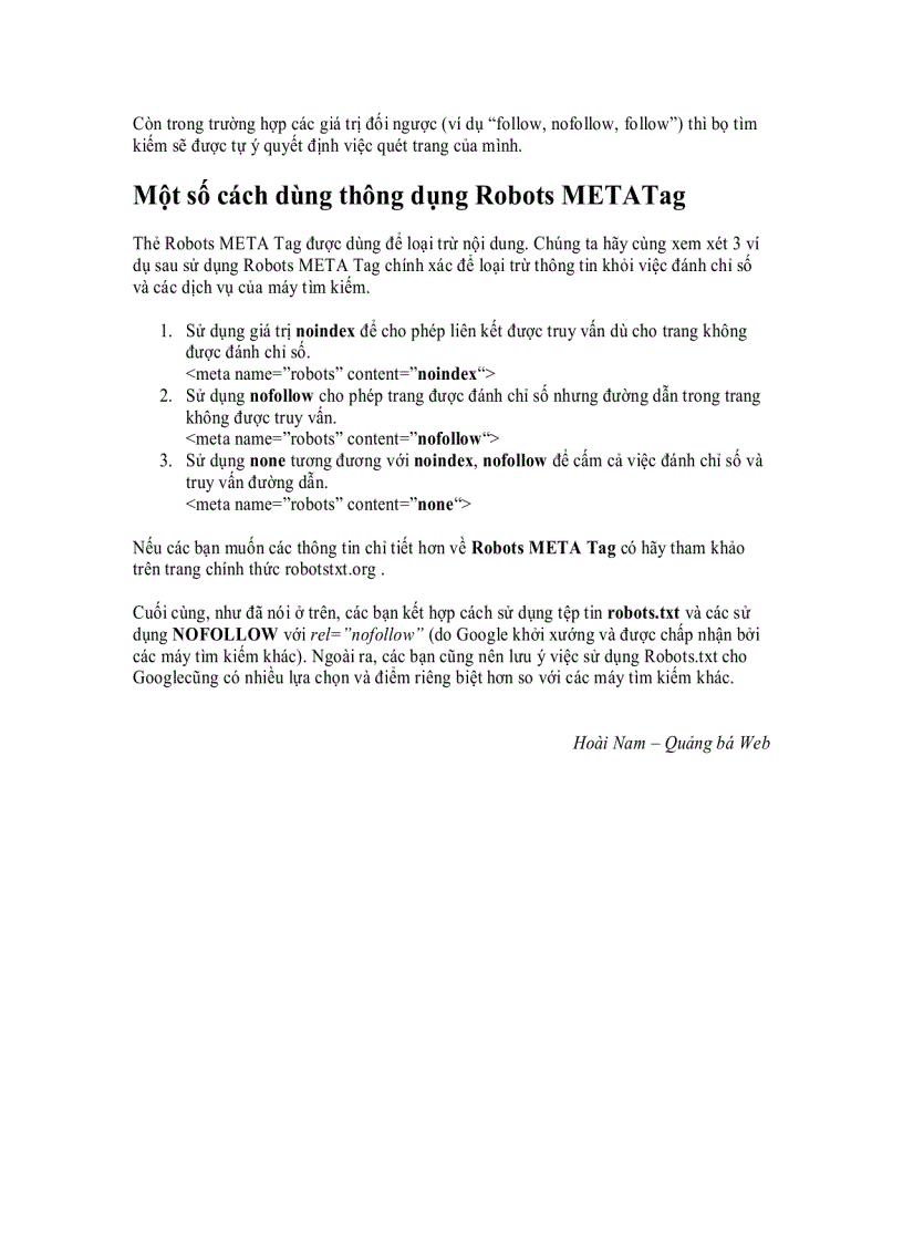 image for page Giới thiệu Robots META Tag Metadata Elements
