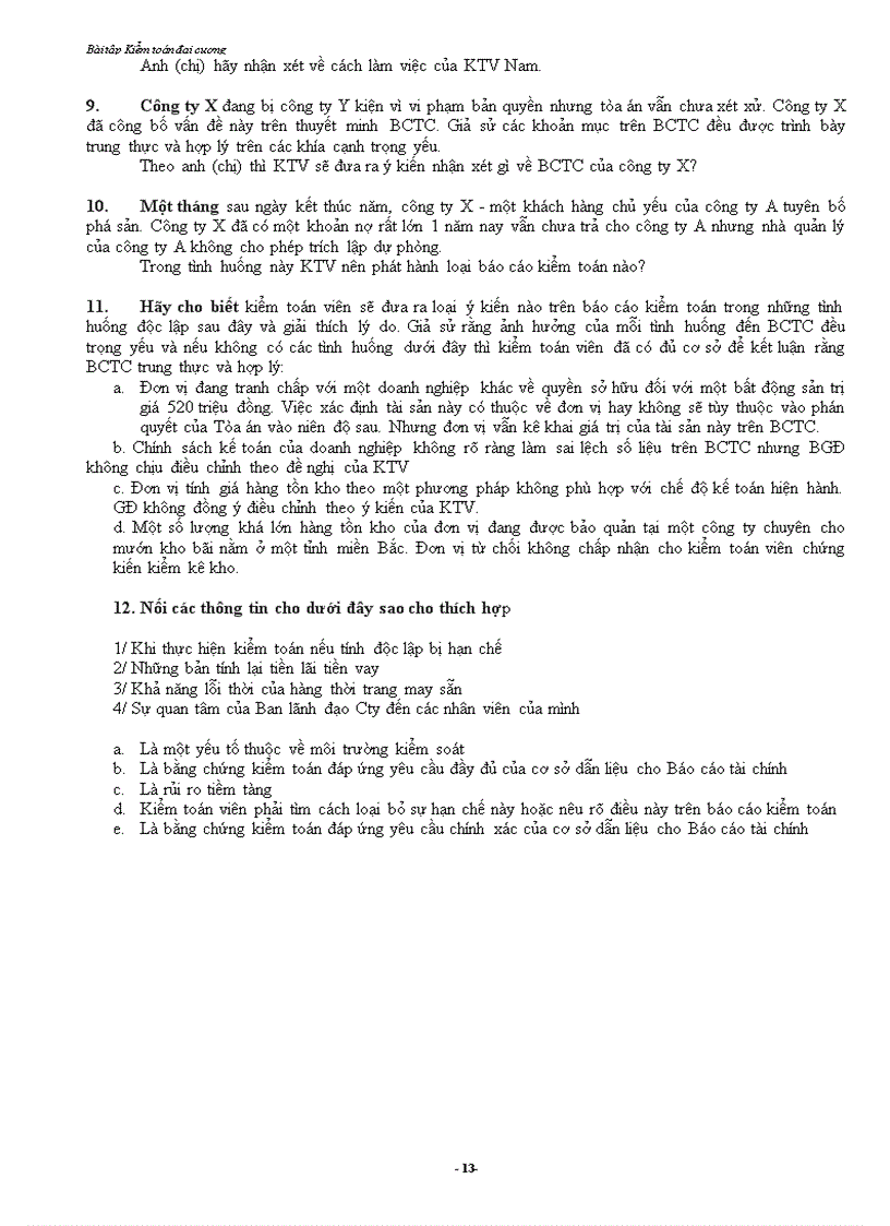 image for page Bài tập Kiểm toán đại cương 1