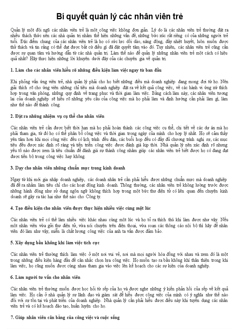 image for page Bí Quyết Quản Lý các Nhân Viên Trẻ