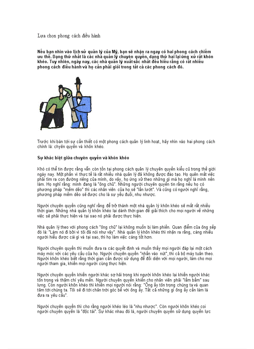 image for page Lựa chọn phong cách điều hành