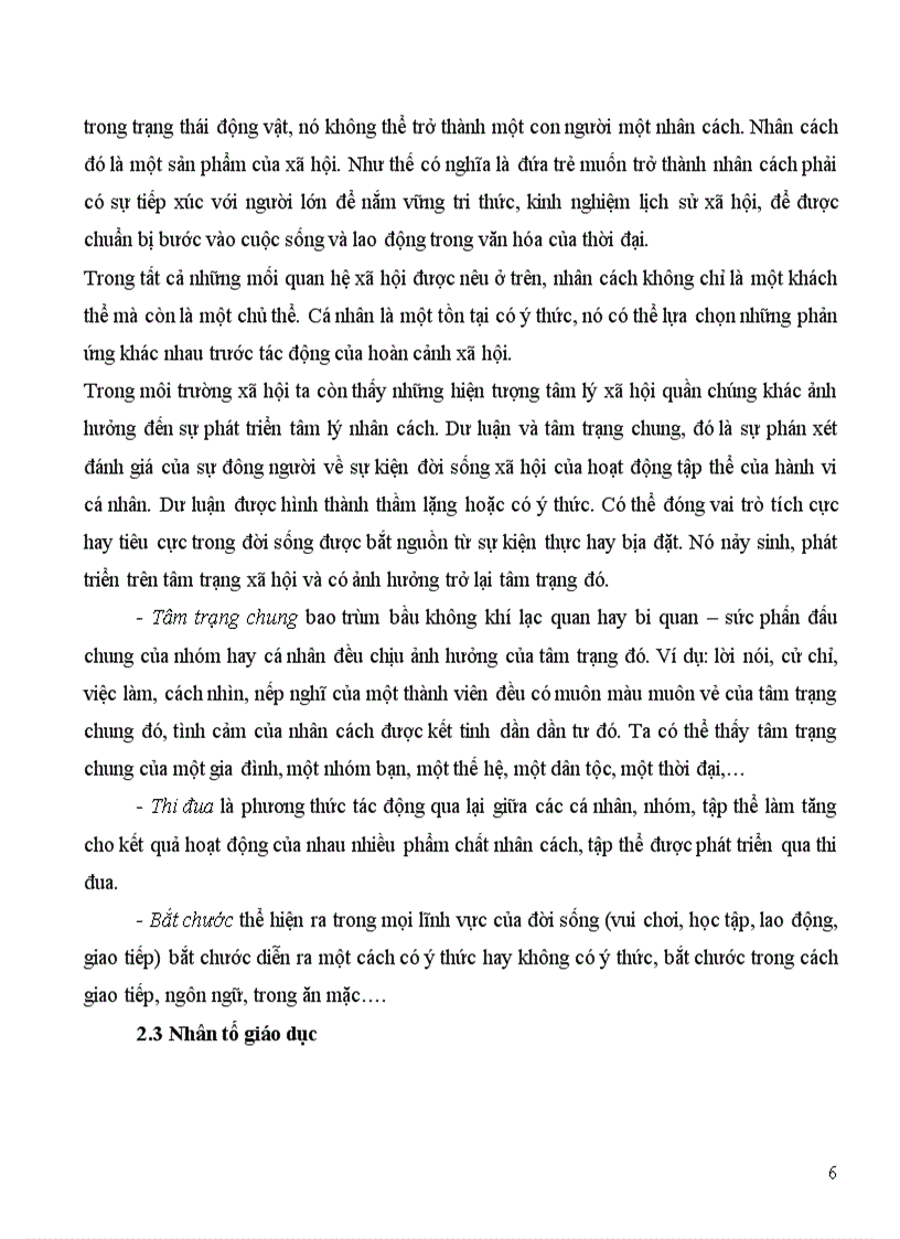 image for page Phân tích vai trò của các yếu tố đối với sự hình thành phát triển nhân cách
