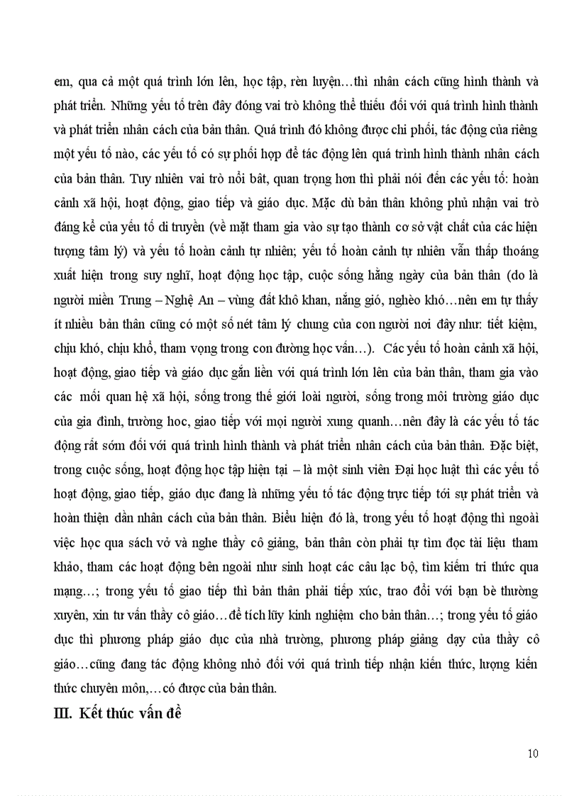 image for page Phân tích vai trò của các yếu tố đối với sự hình thành phát triển nhân cách